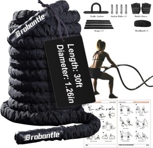 Battle Rope 1/1.26/1.5/2 Inch Diameter 30FT/40FT/50FT – Brobantle