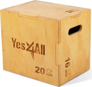 Yes4All Plyo Box, 3-in-1 Wooden Box Jumps (Basic Wood)