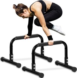 TABEKE Push Up Bar, 14'' High Steel Parallettes & Dip Bar